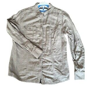 Eddie Bauer Women’s Large Sage Green Button-Down Utility Shirt Long Sleeve